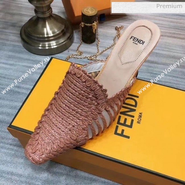 Fendi Woven High Heel Mules Sandals Pink 2020 (MD-20033108)