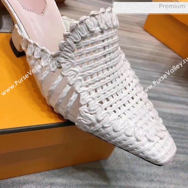 Fendi Woven High Heel Mules Sandals White 2020 (MD-20033109)