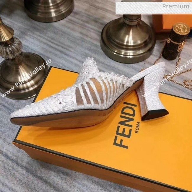 Fendi Woven High Heel Mules Sandals White 2020 (MD-20033109)