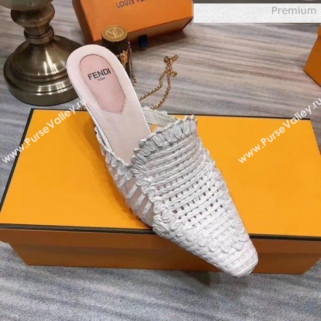 Fendi Woven High Heel Mules Sandals White 2020 (MD-20033109)