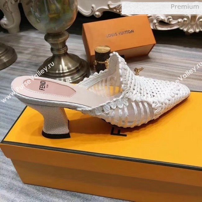 Fendi Woven High Heel Mules Sandals White 2020 (MD-20033109)