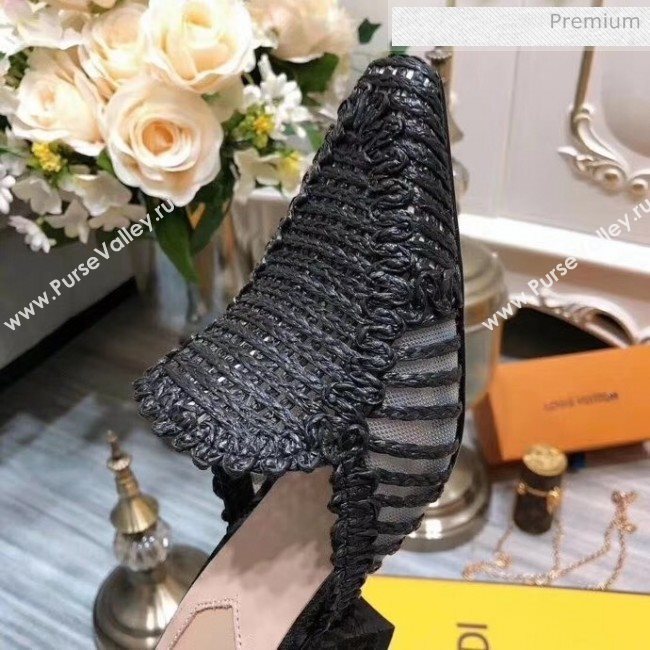 Fendi Woven High Heel Mules Sandals Black 2020 (MD-20033110)