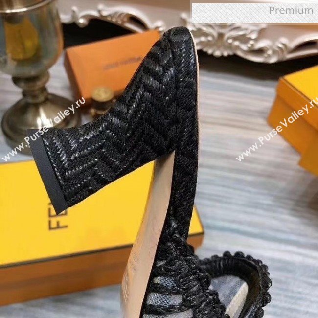 Fendi Woven High Heel Mules Sandals Black 2020 (MD-20033110)