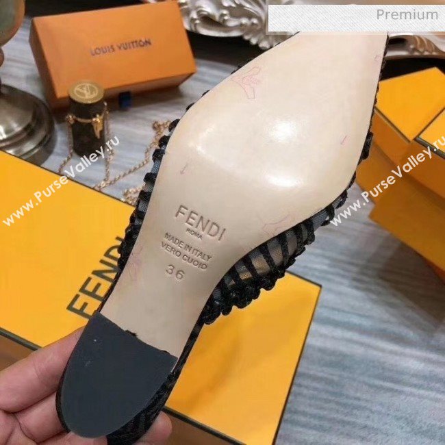 Fendi Woven High Heel Mules Sandals Black 2020 (MD-20033110)