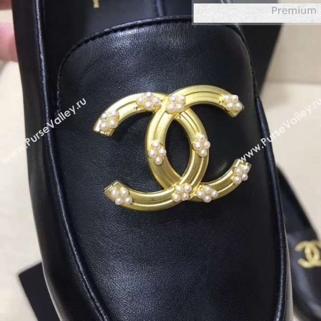 Chanel Lambskin Flat Loafers With Metal CC Logo Black 2020 (MD-20032618)