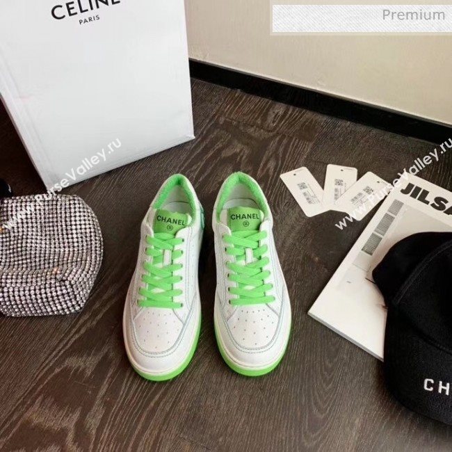 Chanel Multicolor Calfskin Leather Sneaker White/Green 2020 (MD-20032624)