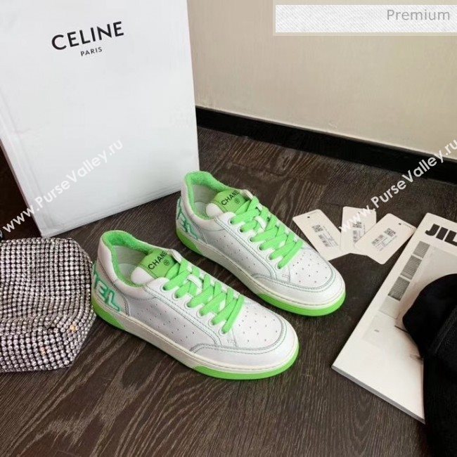 Chanel Multicolor Calfskin Leather Sneaker White/Green 2020 (MD-20032624)
