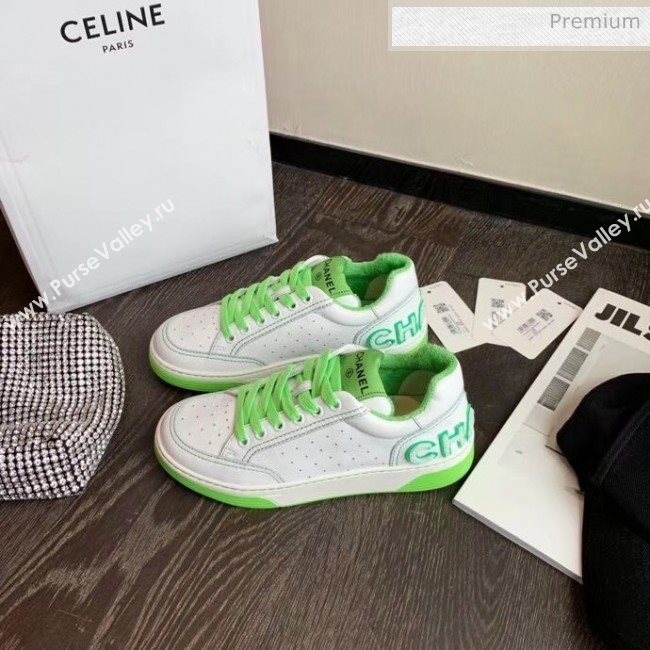 Chanel Multicolor Calfskin Leather Sneaker White/Green 2020 (MD-20032624)