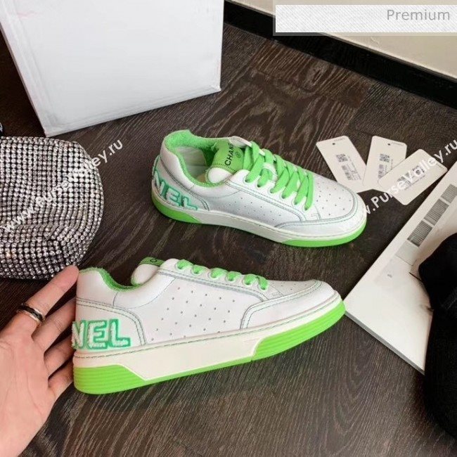Chanel Multicolor Calfskin Leather Sneaker White/Green 2020 (MD-20032624)