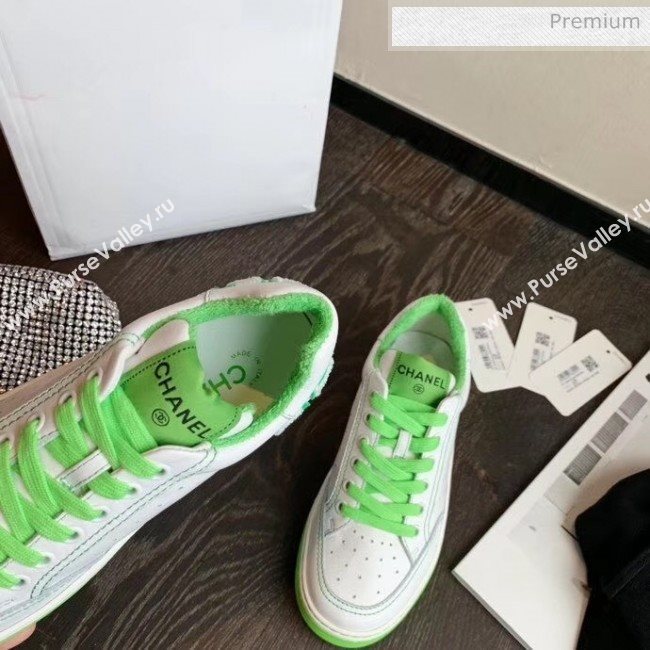 Chanel Multicolor Calfskin Leather Sneaker White/Green 2020 (MD-20032624)