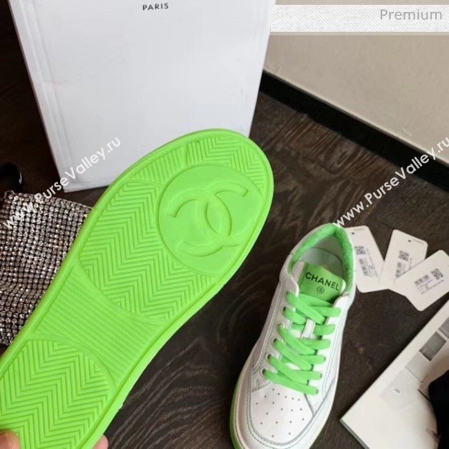 Chanel Multicolor Calfskin Leather Sneaker White/Green 2020 (MD-20032624)
