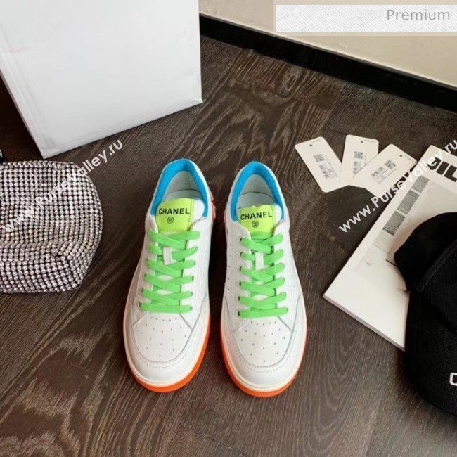 Chanel Multicolor Calfskin Leather Sneaker G35934 White/Orange/Blue 2020 (MD-20032625)