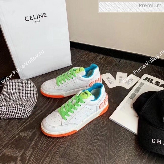 Chanel Multicolor Calfskin Leather Sneaker G35934 White/Orange/Blue 2020 (MD-20032625)