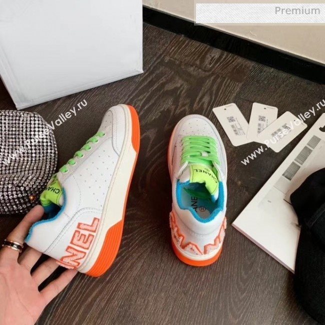 Chanel Multicolor Calfskin Leather Sneaker G35934 White/Orange/Blue 2020 (MD-20032625)