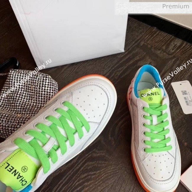 Chanel Multicolor Calfskin Leather Sneaker G35934 White/Orange/Blue 2020 (MD-20032625)