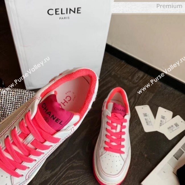 Chanel Multicolor Calfskin Leather Sneaker G35934 White/Hot Pink 2020 (MD-20032626)