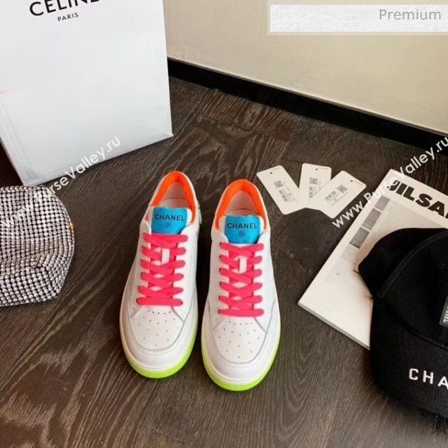 Chanel Multicolor Calfskin Leather Sneaker G35934 White/Blue/Orange 2020 (MD-20032629)