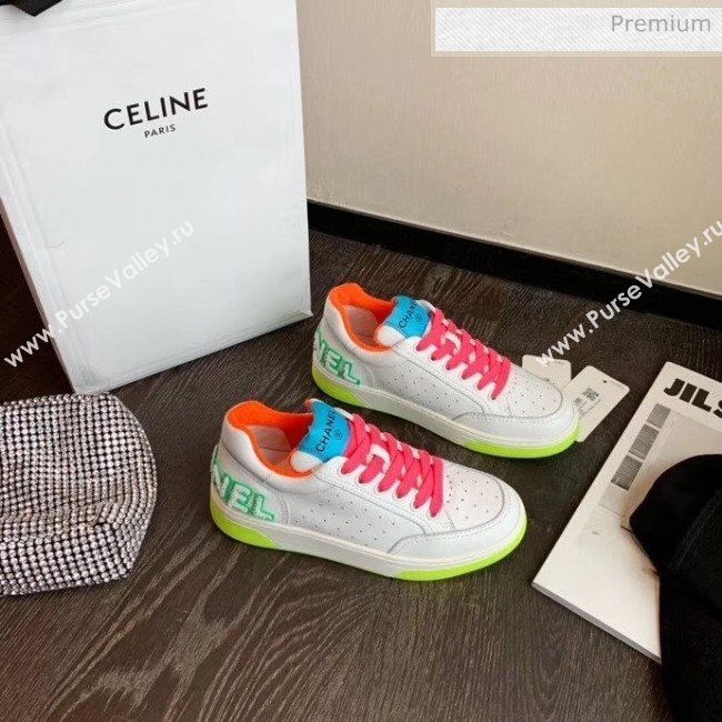 Chanel Multicolor Calfskin Leather Sneaker G35934 White/Blue/Orange 2020 (MD-20032629)