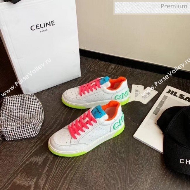 Chanel Multicolor Calfskin Leather Sneaker G35934 White/Blue/Orange 2020 (MD-20032629)