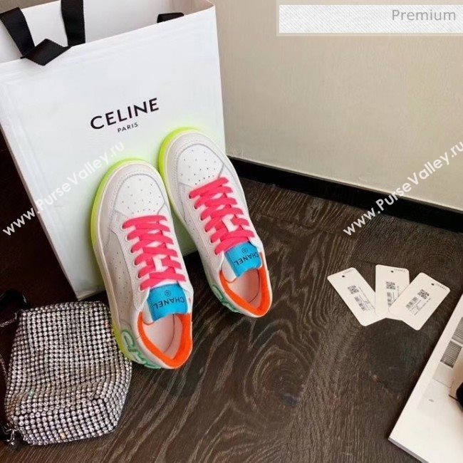 Chanel Multicolor Calfskin Leather Sneaker G35934 White/Blue/Orange 2020 (MD-20032629)
