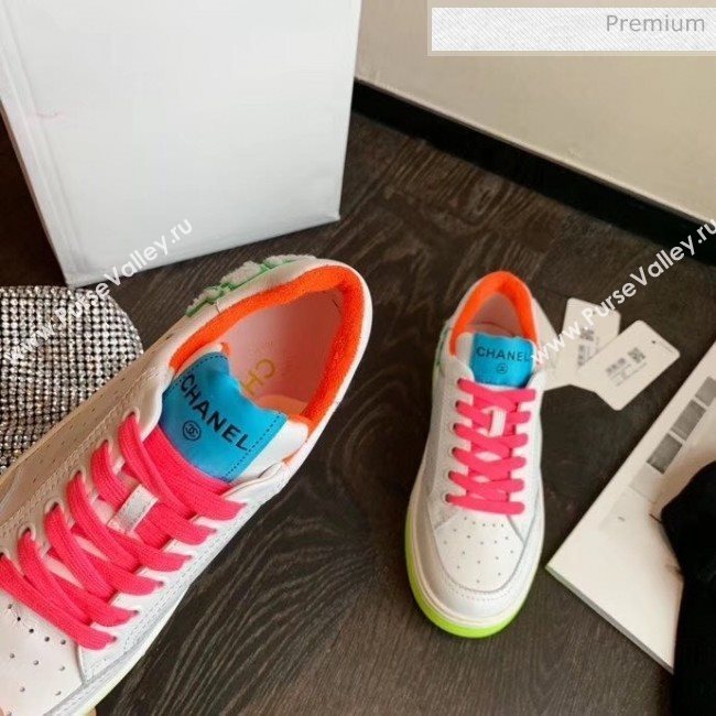 Chanel Multicolor Calfskin Leather Sneaker G35934 White/Blue/Orange 2020 (MD-20032629)