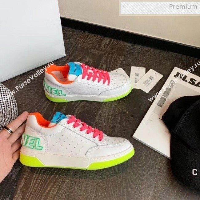 Chanel Multicolor Calfskin Leather Sneaker G35934 White/Blue/Orange 2020 (MD-20032629)