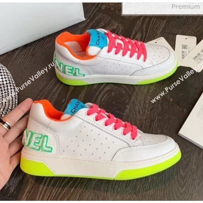 Chanel Multicolor Calfskin Leather Sneaker G35934 White/Blue/Orange 2020 (MD-20032629)