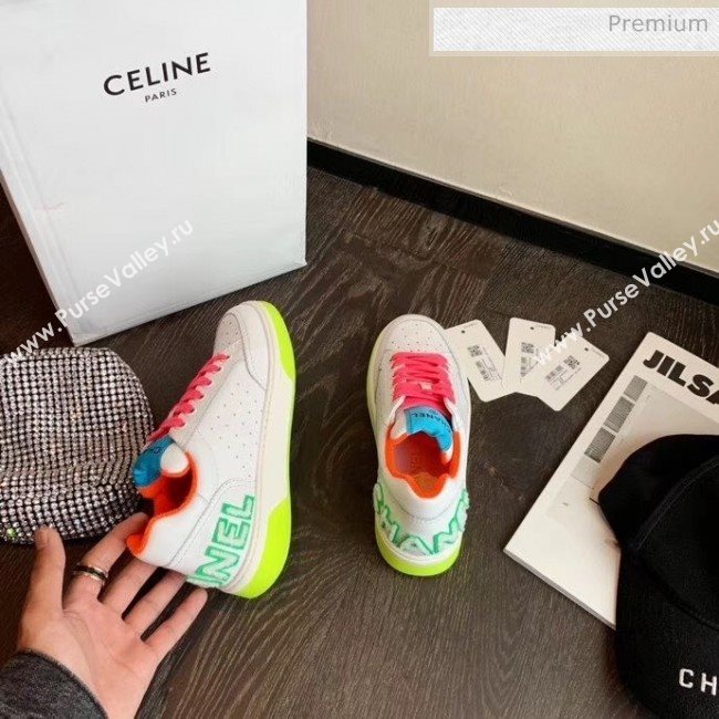 Chanel Multicolor Calfskin Leather Sneaker G35934 White/Blue/Orange 2020 (MD-20032629)