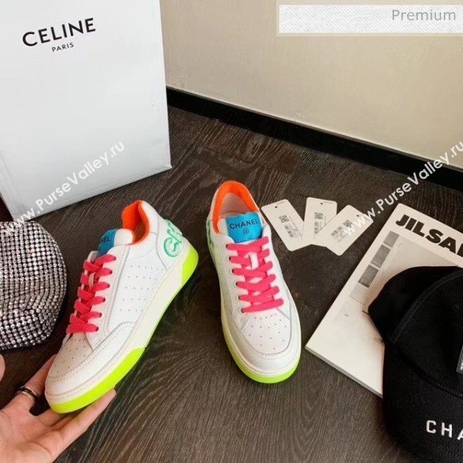 Chanel Multicolor Calfskin Leather Sneaker G35934 White/Blue/Orange 2020 (MD-20032629)