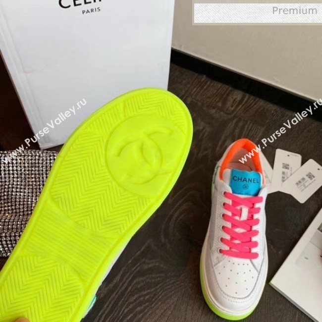 Chanel Multicolor Calfskin Leather Sneaker G35934 White/Blue/Orange 2020 (MD-20032629)