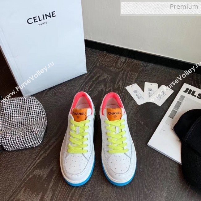 Chanel Multicolor Calfskin Leather Sneaker G35934 White/Blue/Yellow 2020 (MD-20032630)