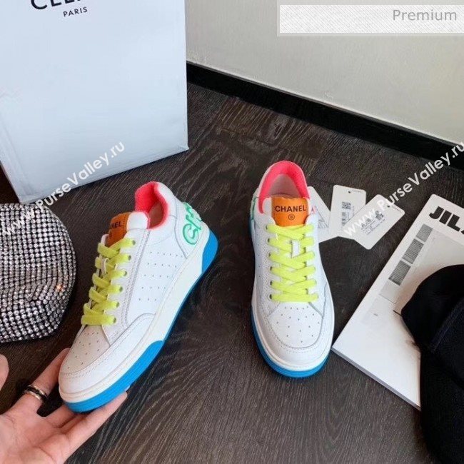 Chanel Multicolor Calfskin Leather Sneaker G35934 White/Blue/Yellow 2020 (MD-20032630)