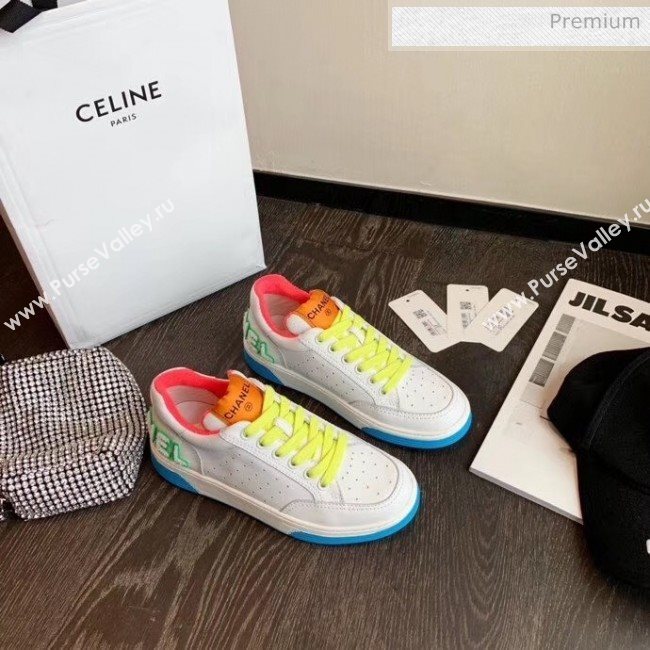 Chanel Multicolor Calfskin Leather Sneaker G35934 White/Blue/Yellow 2020 (MD-20032630)