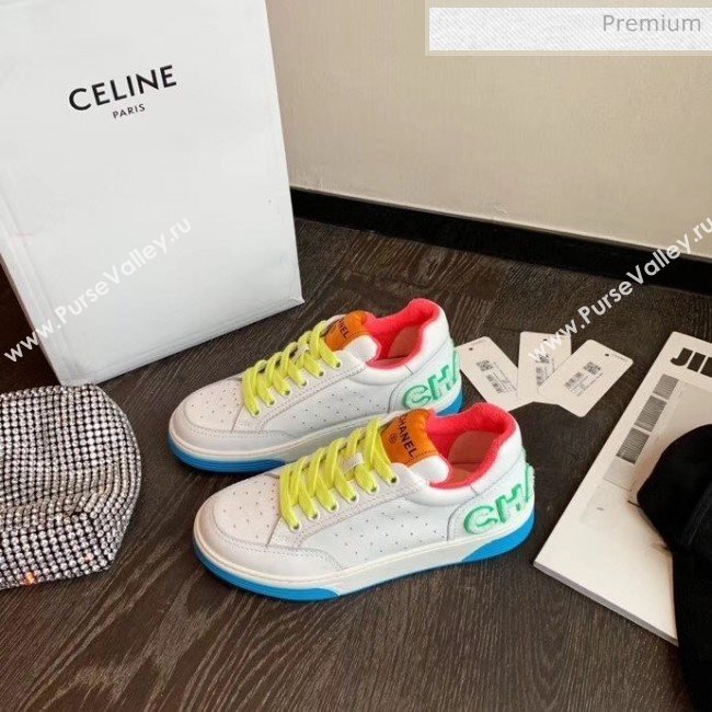 Chanel Multicolor Calfskin Leather Sneaker G35934 White/Blue/Yellow 2020 (MD-20032630)