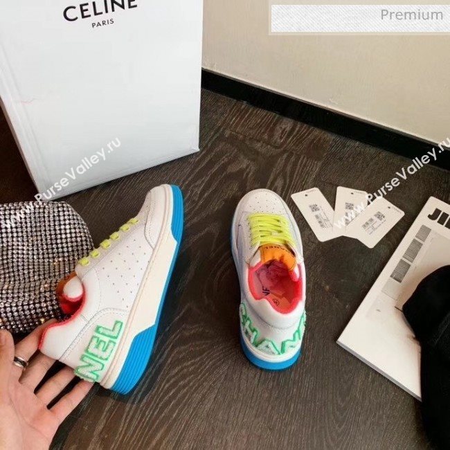 Chanel Multicolor Calfskin Leather Sneaker G35934 White/Blue/Yellow 2020 (MD-20032630)