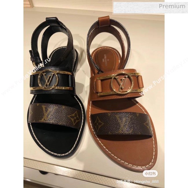 Louis Vuitton ACADEMY Sandals in Calfskin &amp; Monogram Canvas Brown 2020 (SY-20032632)