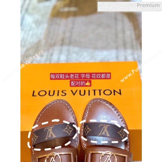 Louis Vuitton ACADEMY Sandals in Calfskin &amp; Monogram Canvas Brown 2020 (SY-20032632)