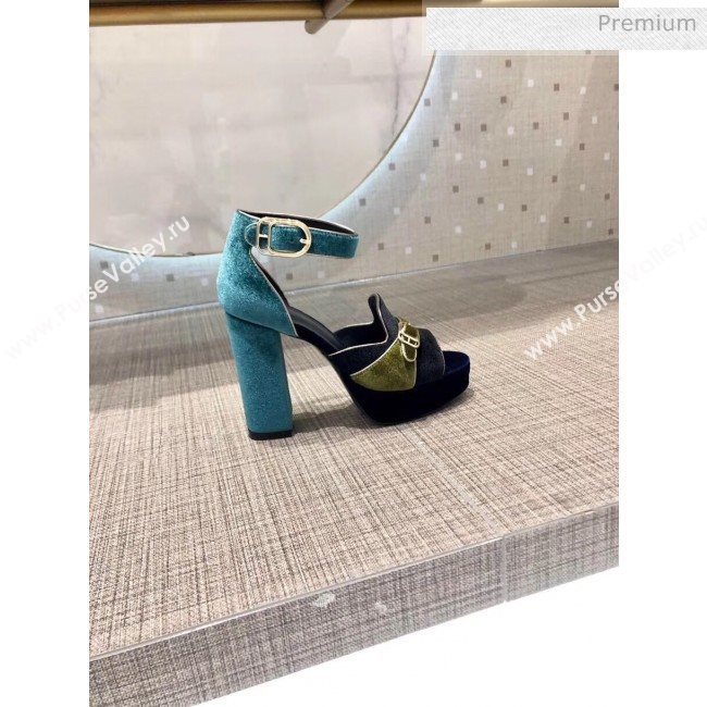 Hermes Multicolor Velvet High Heel Sandal With 12cm Heel 2020 (SYU-20032709)