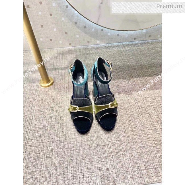 Hermes Multicolor Velvet High Heel Sandal With 12cm Heel 2020 (SYU-20032709)