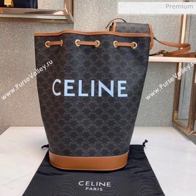 Celine Triomphe Canvas Medium Drawstring Bucket Bag 2019 (JQE-20032803)