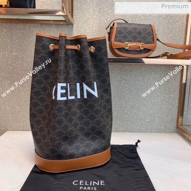 Celine Triomphe Canvas Medium Drawstring Bucket Bag 2019 (JQE-20032803)