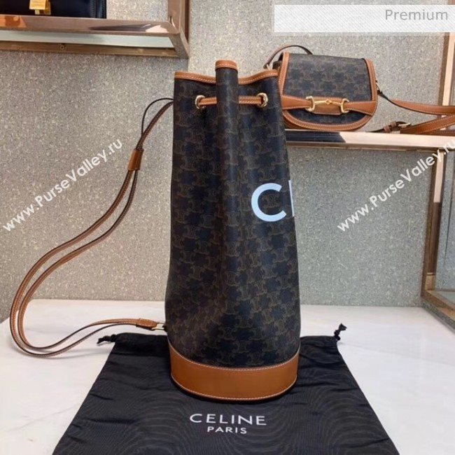 Celine Triomphe Canvas Medium Drawstring Bucket Bag 2019 (JQE-20032803)