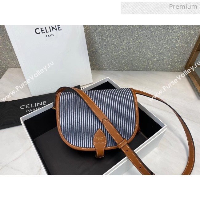 Celine Folco Strips Canvas &amp; Calfskin Medium Shouder Bag 2019 (JQE-20032802)