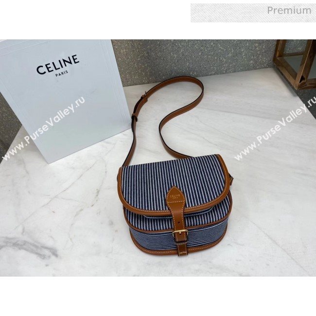 Celine Folco Strips Canvas &amp; Calfskin Medium Shouder Bag 2019 (JQE-20032802)