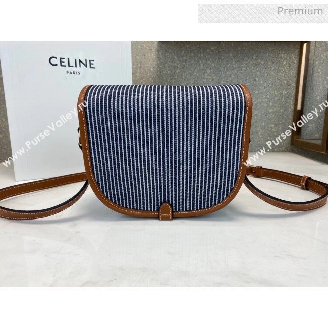 Celine Folco Strips Canvas &amp; Calfskin Medium Shouder Bag 2019 (JQE-20032802)