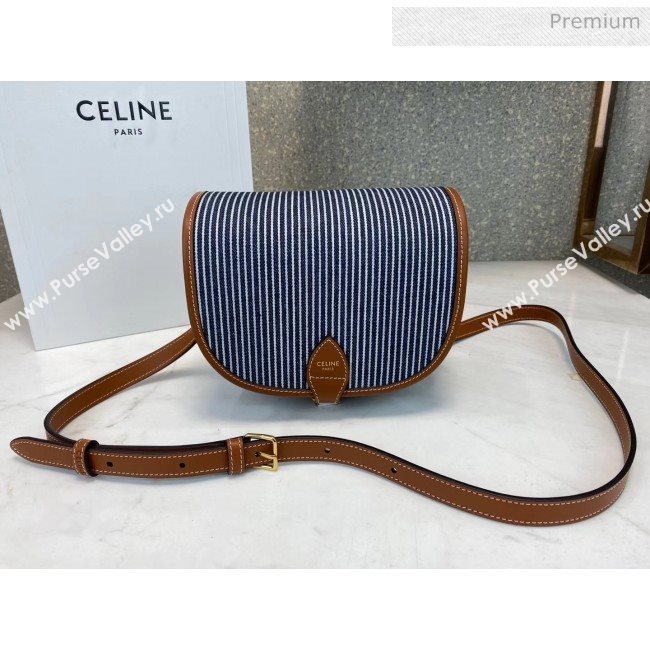 Celine Folco Strips Canvas &amp; Calfskin Medium Shouder Bag 2019 (JQE-20032802)