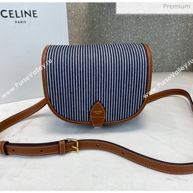 Celine Folco Strips Canvas &amp; Calfskin Medium Shouder Bag 2019 (JQE-20032802)