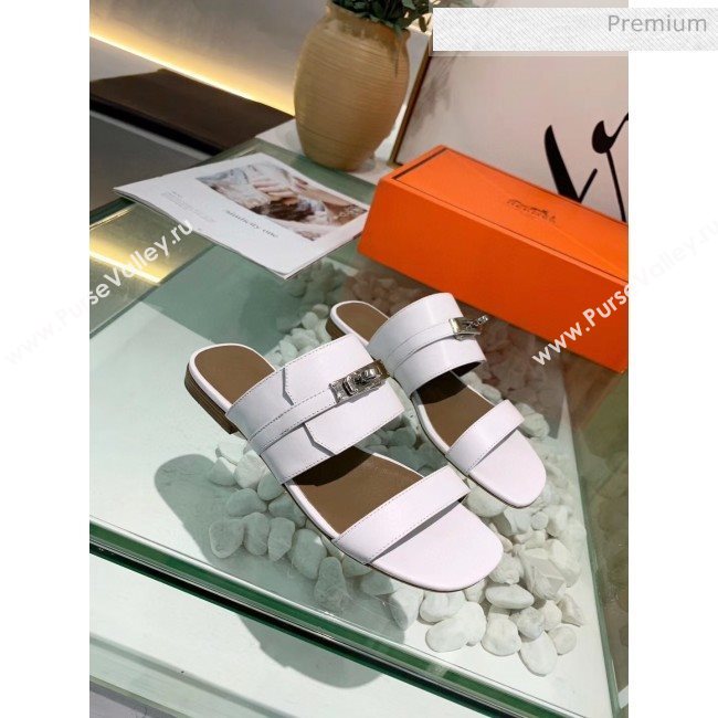 Hermes Calfskin Avenue Sandal White 2020 (MD-20040130)