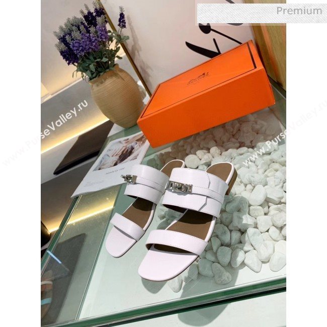 Hermes Calfskin Avenue Sandal White 2020 (MD-20040130)