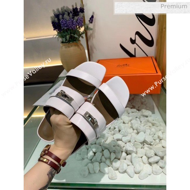 Hermes Calfskin Avenue Sandal White 2020 (MD-20040130)